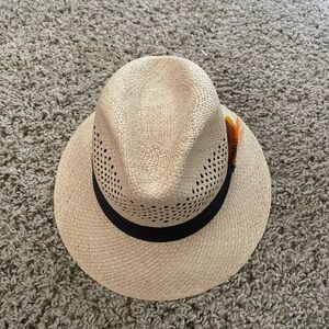 Stylish Cream Fedora with Black Band Handmade Austin Hat by Montana Hat Co. Sz L